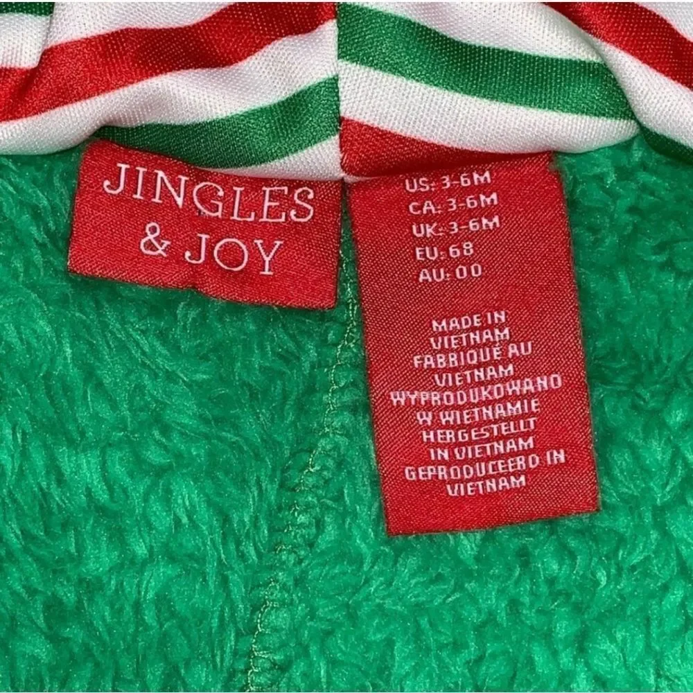 Adorable Baby Elf Fleece Snowsuit Costume Outfit Sz 3-6 Mos
